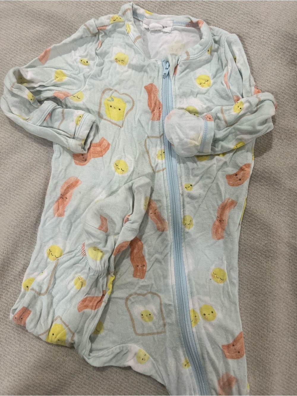 Angel Dear Light Blue Sleep Sack Pajamas with Yellow & Orange Breakfast Print
